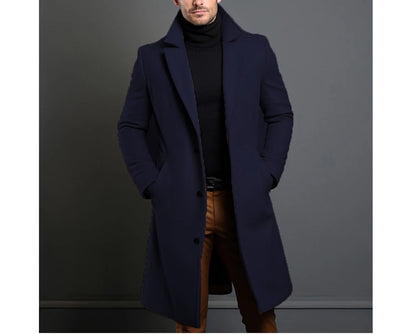 Winter Men's Trench Coats Luxury Male Mid-Long Warm Wool Jackets Casual Mens Business Comfortable Overcoat Clothing