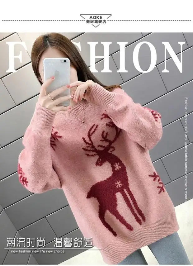 Autumn Winter New Long Sleeve Knitting Pullovers O-Neck All-match Loose Plus Size Sweet Sweaters Fashion Casual Women Clothing