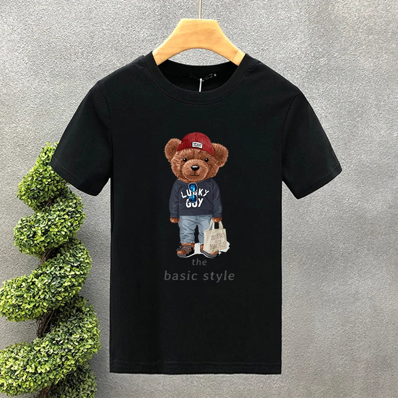 2025 Luxury Funny Bear For Men's T-shirt Cotton High Quality Creativity Printing Summer Tees Brand Tops Unisex Oversized S-7XL