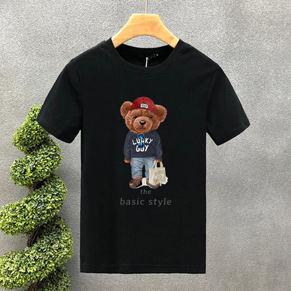 2025 Luxury Funny Bear For Men's T-shirt Cotton High Quality Creativity Printing Summer Tees Brand Tops Unisex Oversized S-7XL