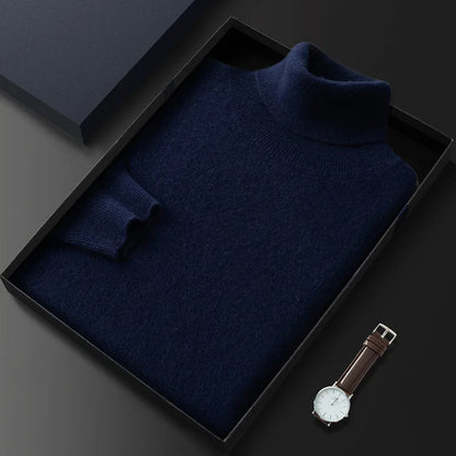 100% Cashmere Turtleneck Men Pullovers 2024 Autumn Winter Soft Light Warm Rolled Neck Jumper Jersey Pull Homme Knitted Sweater