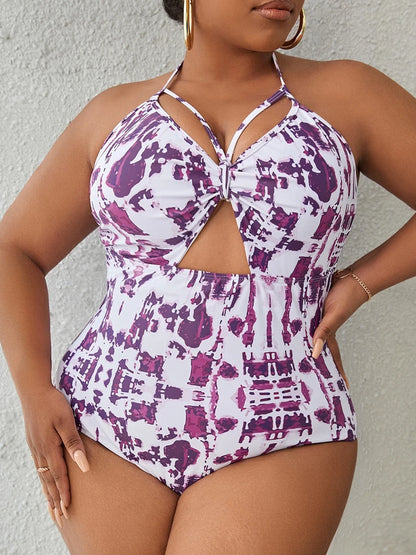 2025 Large Plus Size Swimsuit Women One Piece Printed Hollow Out Swimwear Female Bathers Bathing Swimming Swim Suit Beachwear