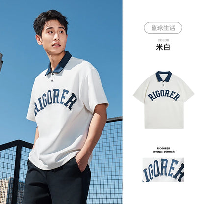RIGORER Sports Polo Shirt Short Sleeve Men Casual Pullover T-shirt Summer New Style Lapel Top Z124212002