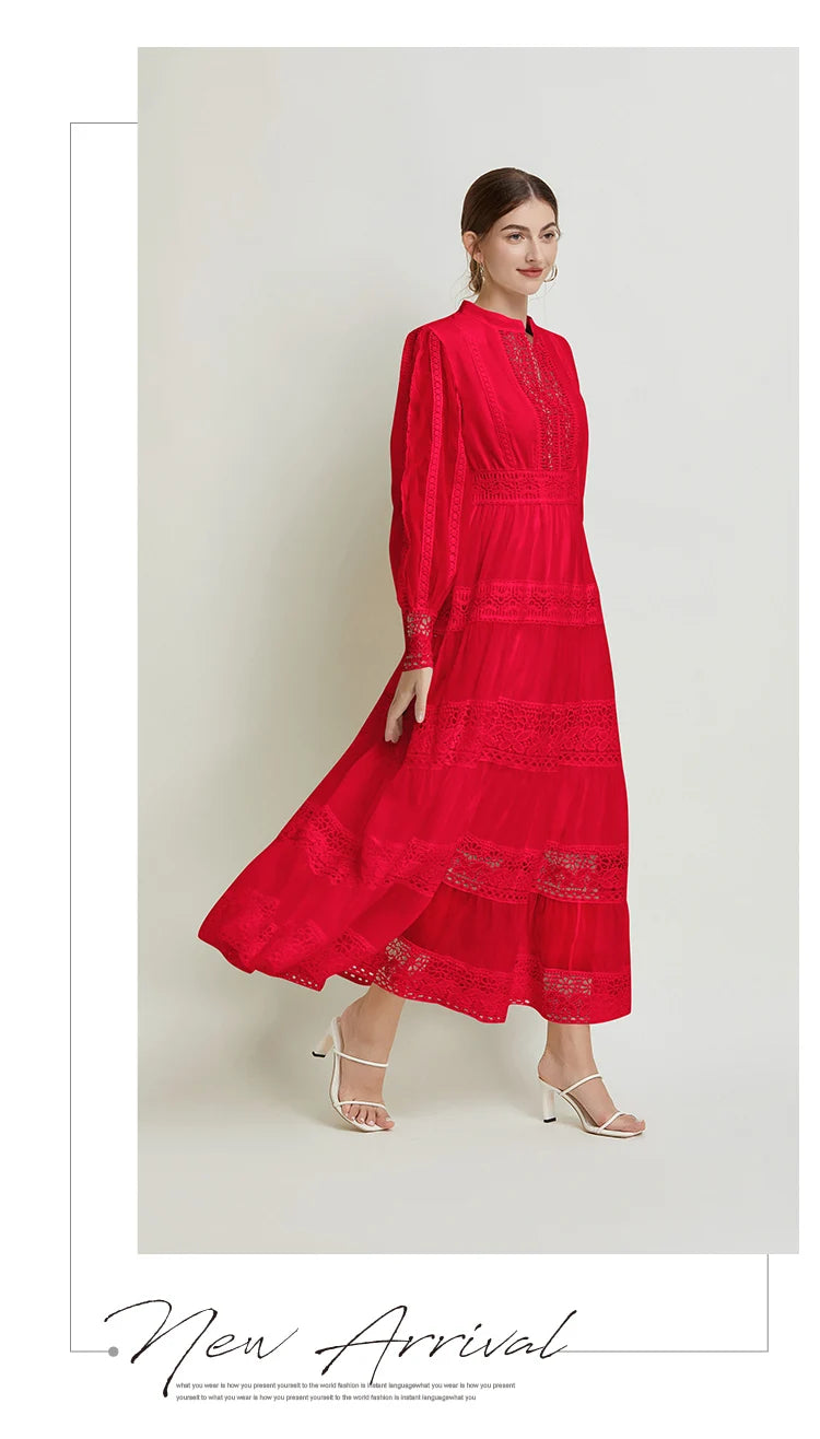 French Fashion Retro Dress Summer Clothing Lace Lace Splicing V-neck Design Lantern Sleeve Dress White Club Outfits for Women