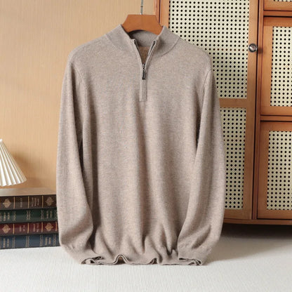 Super Soft Cashmere Sweater Men's Fit Half Zipper Turtlenecks Sweater Wool Warm Knitted Shirt Business Casual Underlay