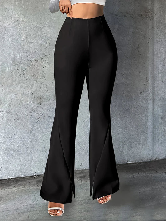 2024 Spring/Summer New Women's Plus Size Flip Flops Flared Pants Waisted Slit Pants 80's Party Yoga Pants