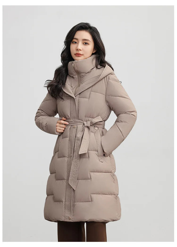 New Winter Parkas Thick Down Cotton Jacket Women Hooded Mid-Length Puffer padded coat