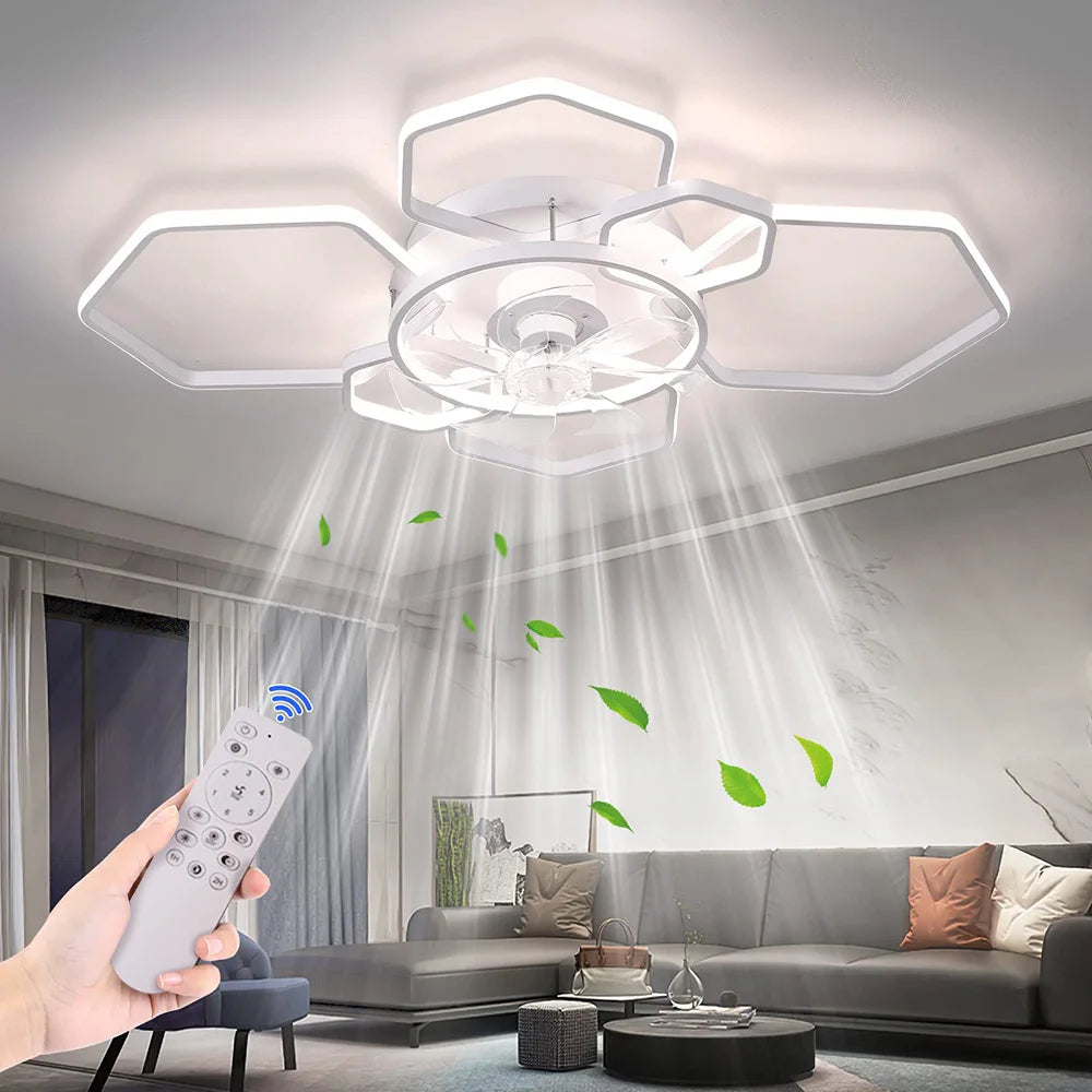 Geometrical Ceiling Fan Light with Remote Control 60W