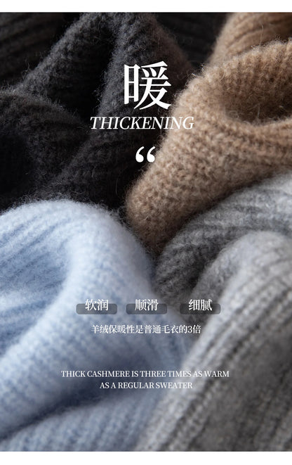 Luxury 100% Merino Wool Sweater for Men Half Zipper Polo Collar Pullover Autumn Winter Cashmere Thick Knitwear Smart Casual Top