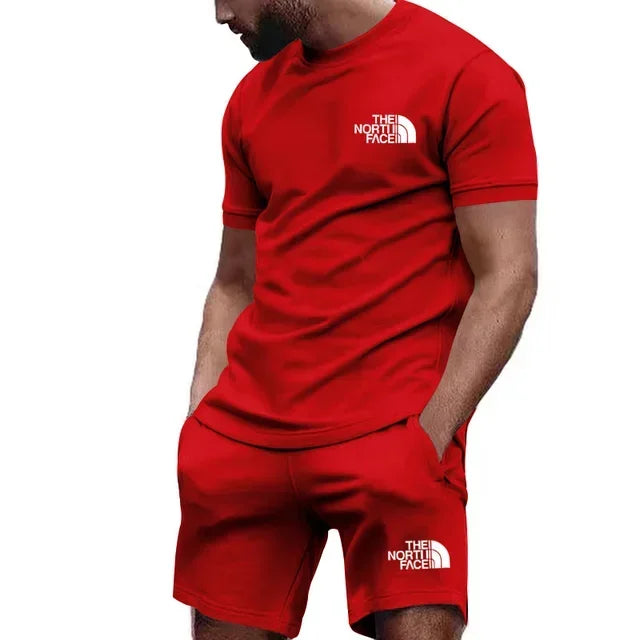 2025 Summer Sports Men's Jogging Casual T-shirt + Shorts 2-piece breathable and quick-drying set