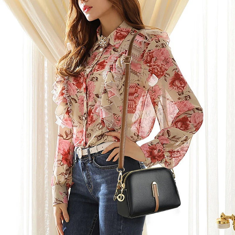 100% Genuine Leather Cowhide Flap Luxury Shoulder Crossbody Bags For Women