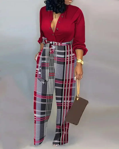 Women Fashion Letter Print Long Sleeve Jumpsuit Spring Button One Piece Overalls Streetwear Autumn Elegant Office Lady Playsuit