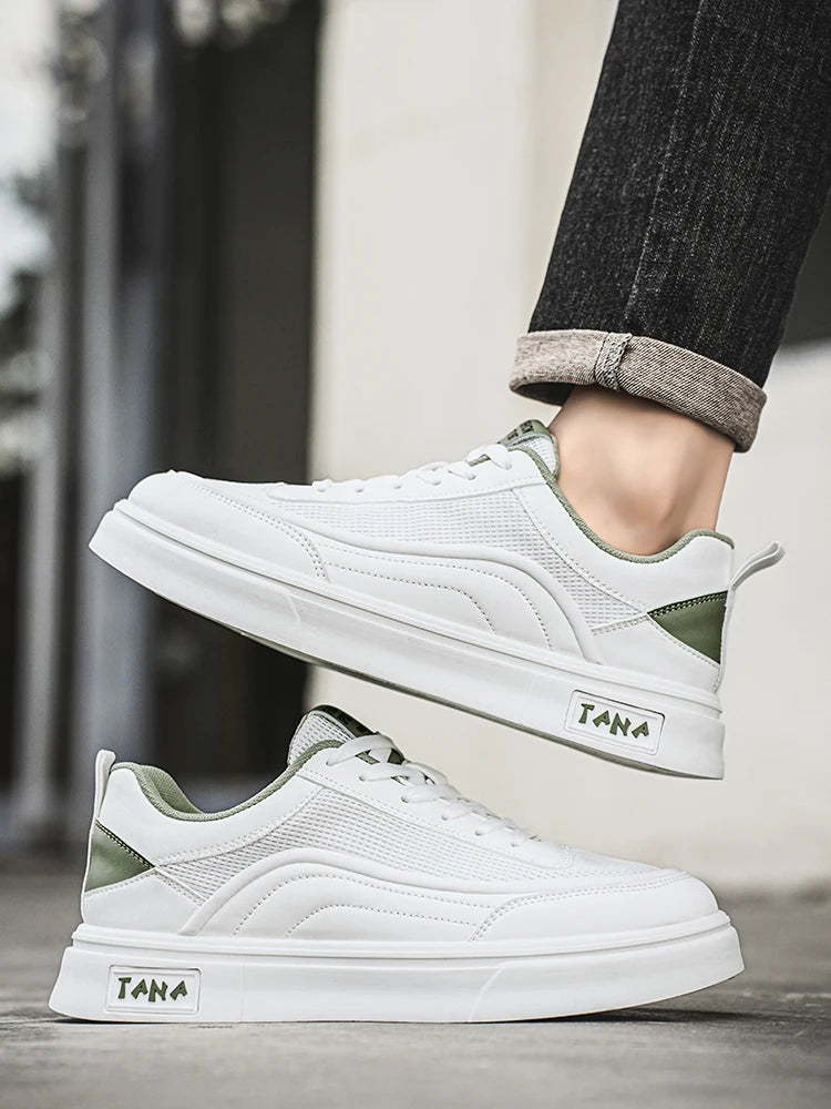 New Men Sneakers Comfortable Platform Shoes 2025 Trend Lace-up Vulcanized Shoes lightweight breathable White Casual Sneakers