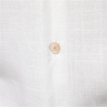 2025 New Design Men's Solid Color Linen Long Sleeve Shirt - Casual Button-Down Collar Shirt for Men
