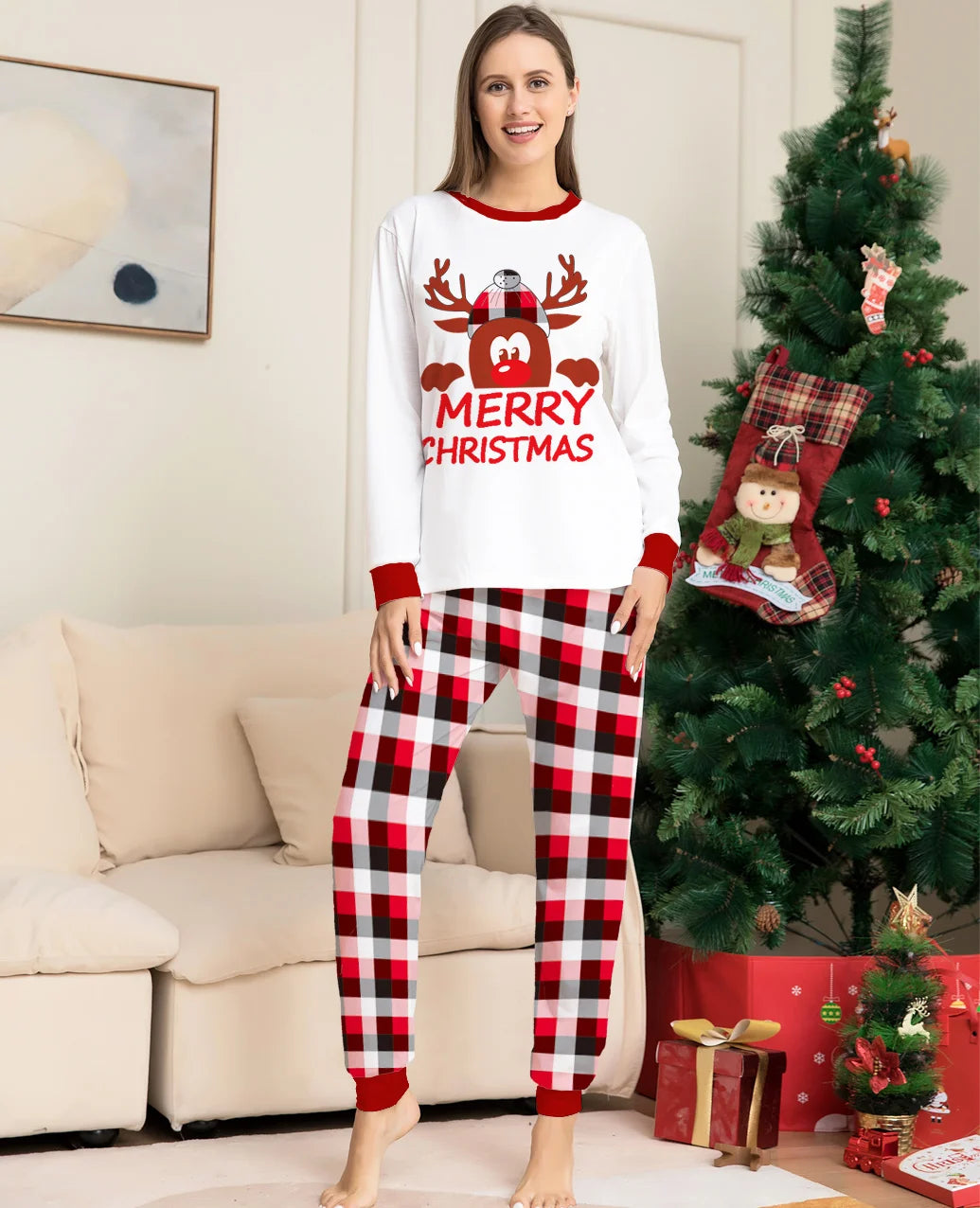 Family Christmas Matching Pajamas Set 2025 Xmas Father Mother Kids Clothes Pyjamas Mom And Daughter Son Sleepwear Look Outfits