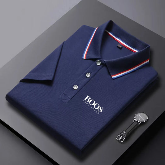 Solid Color Polo Shirt Men's Business Polo Collar Half Sleeved Top Summer Casual Short Sleeved T-shirt for Men An