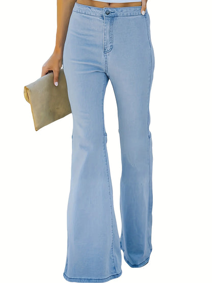 European and American hot girl flared jeans for women, comfortable high stretch, high-waisted slimming and versatile flared pant