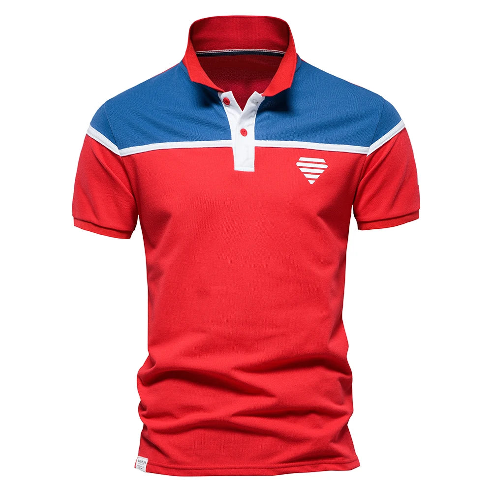 AIOPESON Summer Cotton Dot Printed Polo Shirts for Men Casual Social Business Mens Polos Short Sleeve Polo Men's Clothing