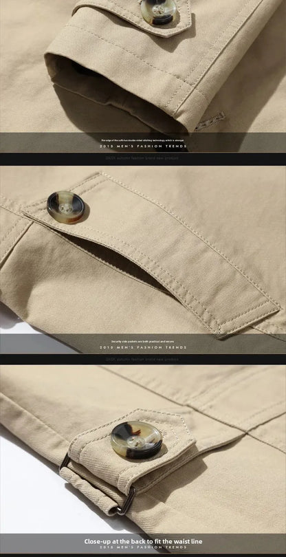 Casual Cotton Work Jacket Men's Spring Autumn New Style Pure Cotton Windbreaker Lightweight Summer Men's Clothing Coat