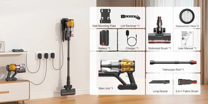 Lubluelu G11 Cordless Vacuum Cleaner 550W Powerful Suction Anti-Tangle Brush 50 Mins Runtime for Pet Hair on Hard Floor Carpet