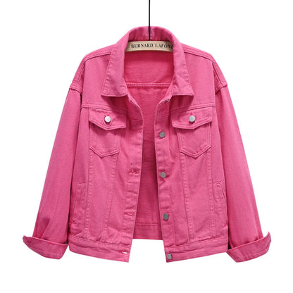 Women's Denim Jacket Single-breasted Lapel Coat Fashion Casual Tops