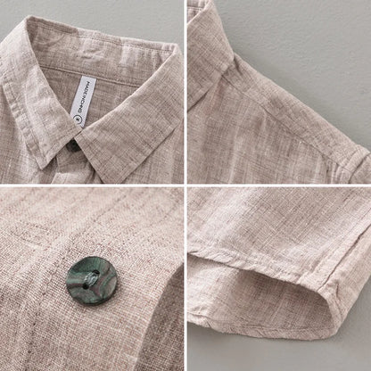 100% Linen Thin Light Breathable Short Sleeve Summer Vintage Shirt