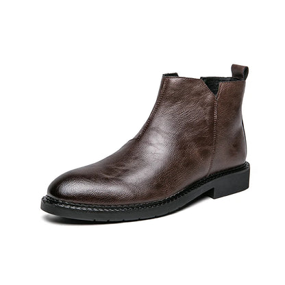 Men's Genuine Leather Boots Classic Ankle Boots Winter Business Short Boots Men's Casual Boots Pointed Groom's Wedding Boots