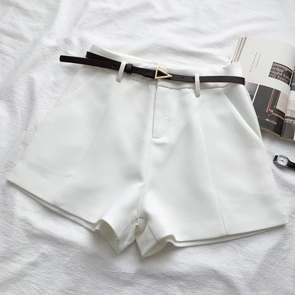 Women's Casual A-line High Waist Office Shorts With Belted