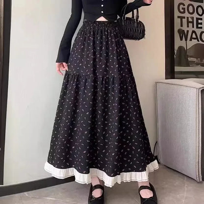 2024 New White Floral Skirt with High Waist Mid Length Design for Spring and Summer Niche Long Skirt Irregular Fairy Skirt