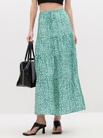 Women Floral Skirts Long Summer Cotton Tie Up Elastic Waist Loose Patchwork Maxi Skirt Flowers Spring Long Skirts For Women