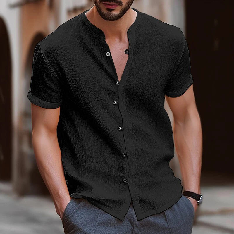 Men's Stand Collar Casual Hawaiian  Summer Shirt