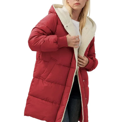 Womens Winter Warm Coats Sherpa Fleece Lined Long Hooded Puffer Jacket