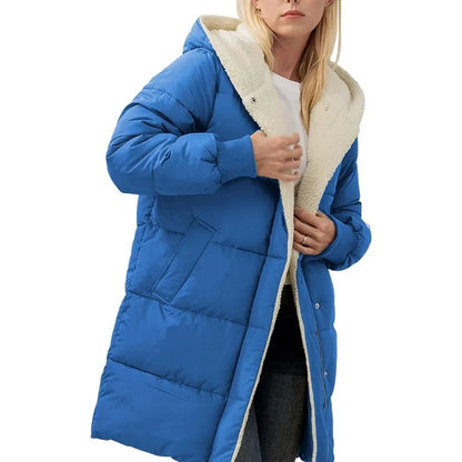 Womens Winter Warm Coats Sherpa Fleece Lined Long Hooded Puffer Jacket