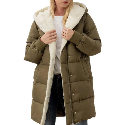 Womens Winter Warm Coats Sherpa Fleece Lined Long Hooded Puffer Jacket