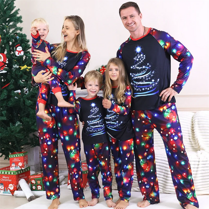 Christmas Family Matching Sets 2025 Father Mother Children Cartoon Pajamas+Pants 2Pcs Xmas Parent-Children Homewear Clothes Suit