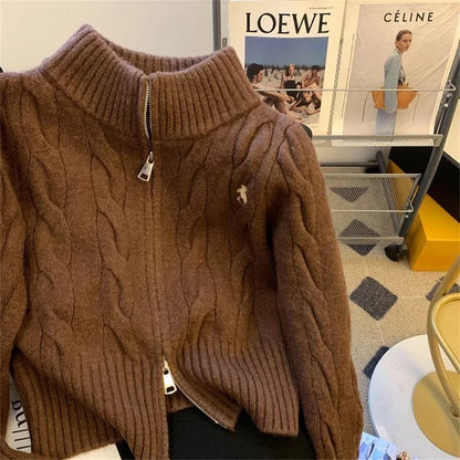 2025 New Fashion Autumn Winter Sweater Women Jacket Long Sleeves Loose Knitted Cardigan Coat Female Warm Outerwear Ladies Tops