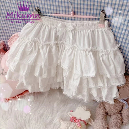Mikumn Harajuku Japanese Lolita Kawaii Jk Bloomers Women Sweet Lace Ruffles Cotton Pumpkin Pants Y2k Girls Cute Shorts Skirts