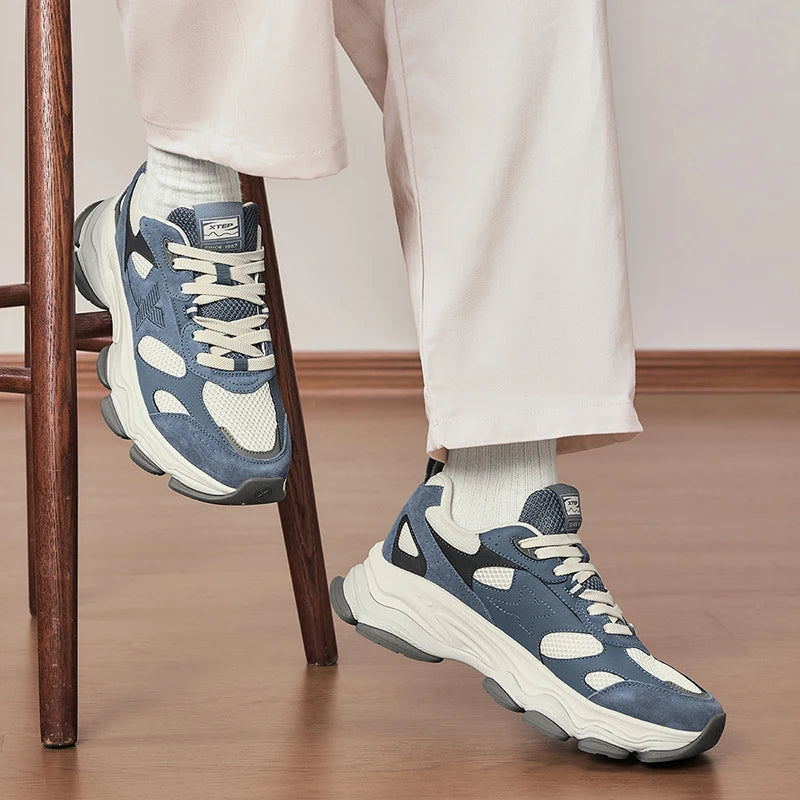 Xtep Chinoiserie Casual Shoes For Men 2025 Spring Vintage Thick Sole Fashion Sports Shoes Wear-Resistant  Sneakers 875119320001