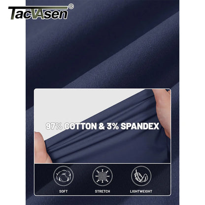 Summer Casual Shorts Mens Fit 7 Cotton Cargo Shorts Multi-pockets Rolled Leg Design Hiking Golf Shorts Streetwear Male