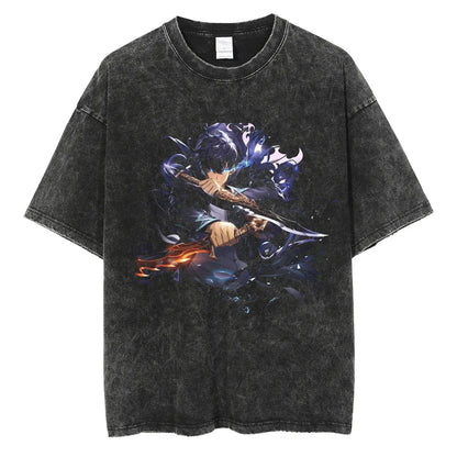 Solo Leveling Pure Cotton T-shirts Manga Streetwear Summer Men Top Harajuku Y2k Male Clothing
