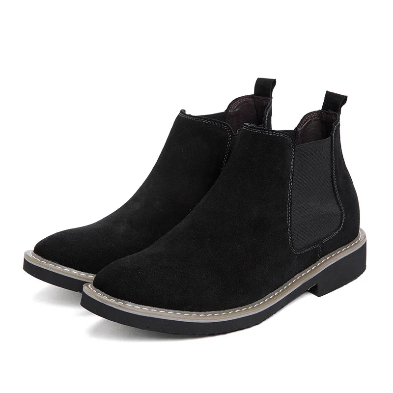 Ankel Boots Men Leather Outdoor Height Increase Insole 6cm Man Elevator Shoes Plus Size 36-48