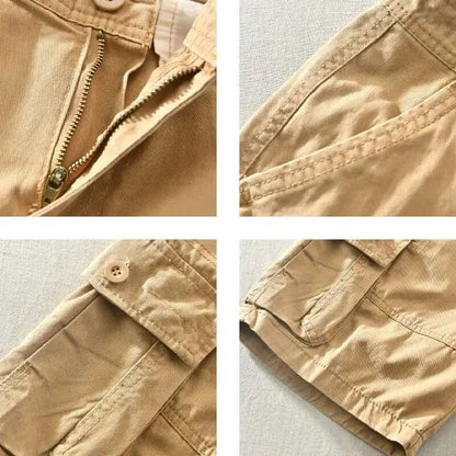 Men's Classic Cargo Stretch Short Summer Comfortable Cotton Causal Work Shorts Streetwear Five Point Pants with Multi-pockets