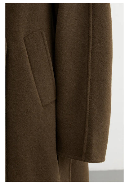 CHIC VEN Women Long Double-sided Woolen Coats Retro Loose Female Overcoat Double Breasted Ladies Windbreak Autumn Winter 2025