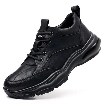 2025 New Designer Black Platform Sneakers for Men Fashion Casual Spring Autumn Soft Sole Cow Leather Shoes Man Zapatos De Hombre