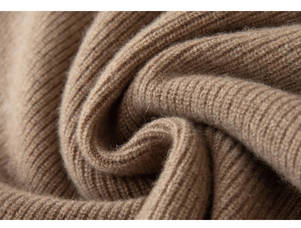 Luxury 100% Merino Wool Sweater for Men Half Zipper Polo Collar Pullover Autumn Winter Cashmere Thick Knitwear Smart Casual Top