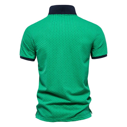 AIOPESON Summer Cotton Dot Printed Polo Shirts for Men Casual Social Business Mens Polos Short Sleeve Polo Men's Clothing
