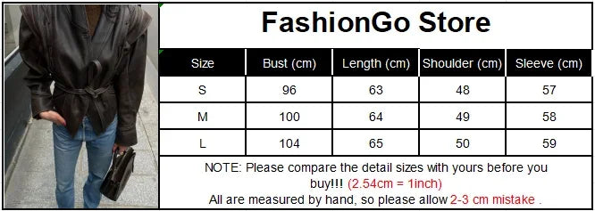 Brown Lapel Leather Bomber Jacket Women's Fashion Full Sleeve Zipper Pocket Lace Up Belt Coat 2025 Autumn High Street Outerwear