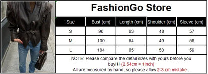 Brown Lapel Leather Bomber Jacket Women's Fashion Full Sleeve Zipper Pocket Lace Up Belt Coat 2025 Autumn High Street Outerwear