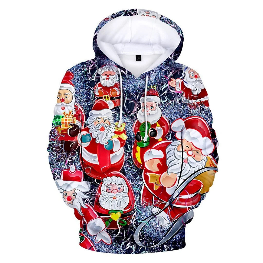 New Women's Pullover Hoodie Sweatshirt 3D Graphic Reindeer Casual Long Sleeve Hooded Regular Tops Wear Street Dailywear Clothing