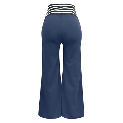 Summer Wide Leg Hollow Wide Waistband Long Pants Women High Waist Solid Color Wide Leg Flared Trousers Yoga Sport Gym Pants
